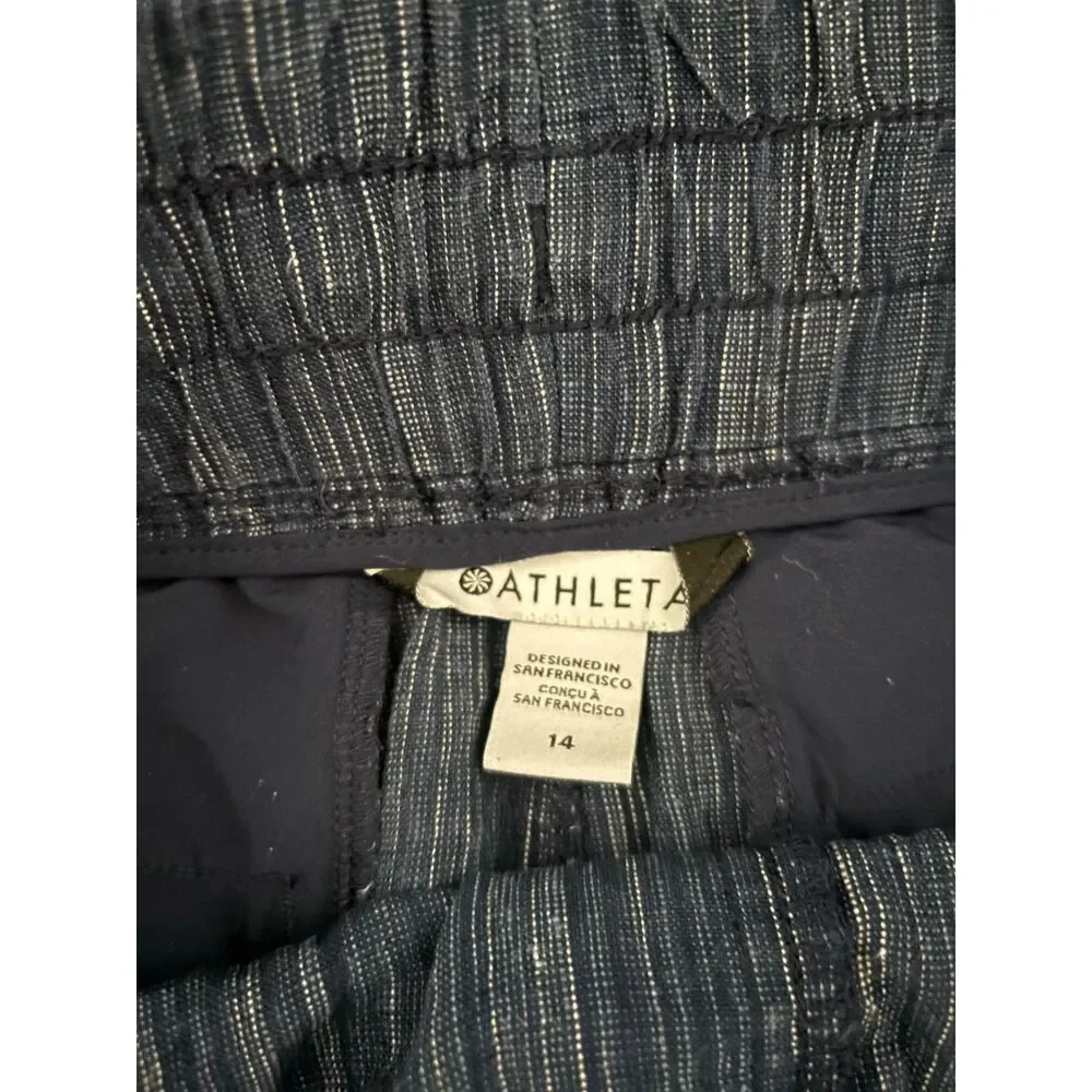 ATHLETA PULL ON EVERYDAY  CASUAL LINEN COASTAL RESORT WEAR BEACHY SHORTS SIZE 14